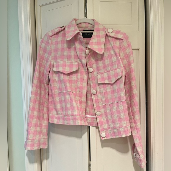 Pink & White Checkered Skort and Jacket Set - Picture 4 of 7